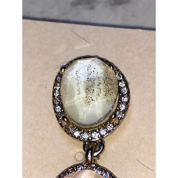 CHLOE + ISABEL blush stone drop earrings with crystal halo - E050 - Picture 3 of 4